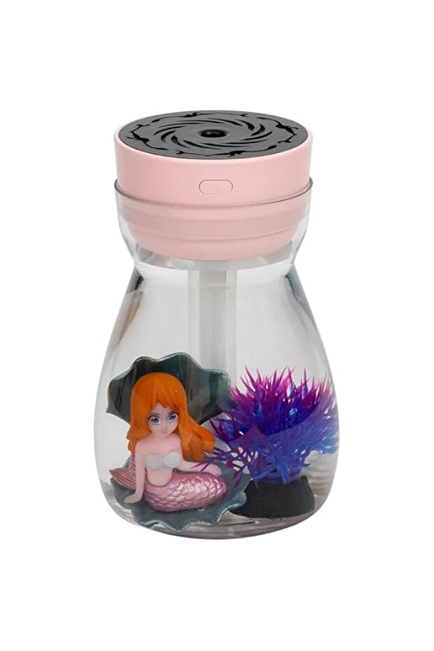 Mini Portable Air Humidifier with Mermaid Landscape, USB Mist Sprayer, Aroma Oil Diffuser, 7 Colours