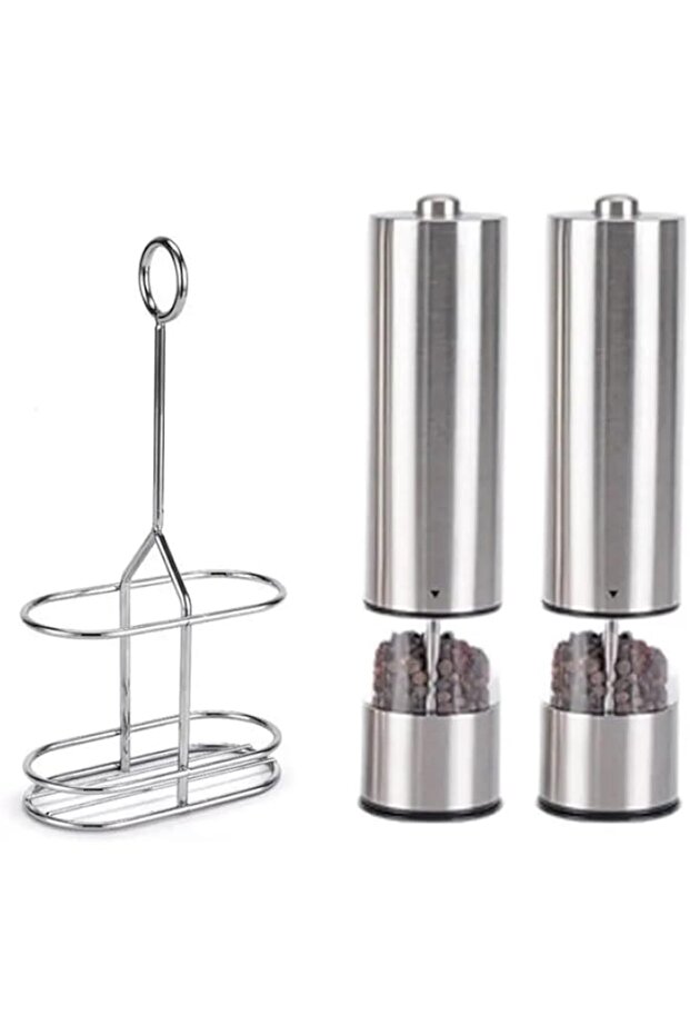 ABIN 2 Pack Electric Salt and Pepper Grinder Set - Stainless Steel Battery Operated Salt & Pepper Mi