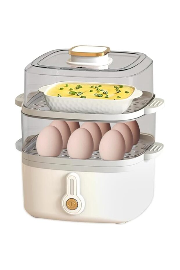 XVersion Electric Food Steamer 2 Tier Steamer Cooker for Egg Boiler,Meat,Fish,Vegetable Steam with R