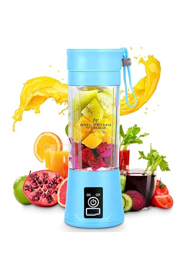 SHOPPING VIBES Your One Stop Shop 400ML Portable Wireless Blender with Strap - High-Speed 6-Blade Mi - 1