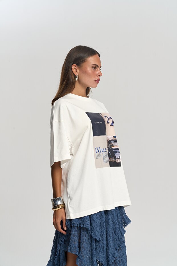 Twenty Two Oversize Beyaz T-Shirt - 3