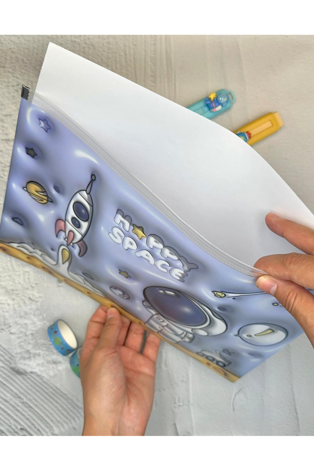 Astronaut's Journey Transparent Single Compartment A4 Zipper File Folder/Document File/Organizer Folder - 3