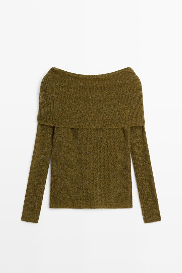 Omzu açık triko kazak - 7