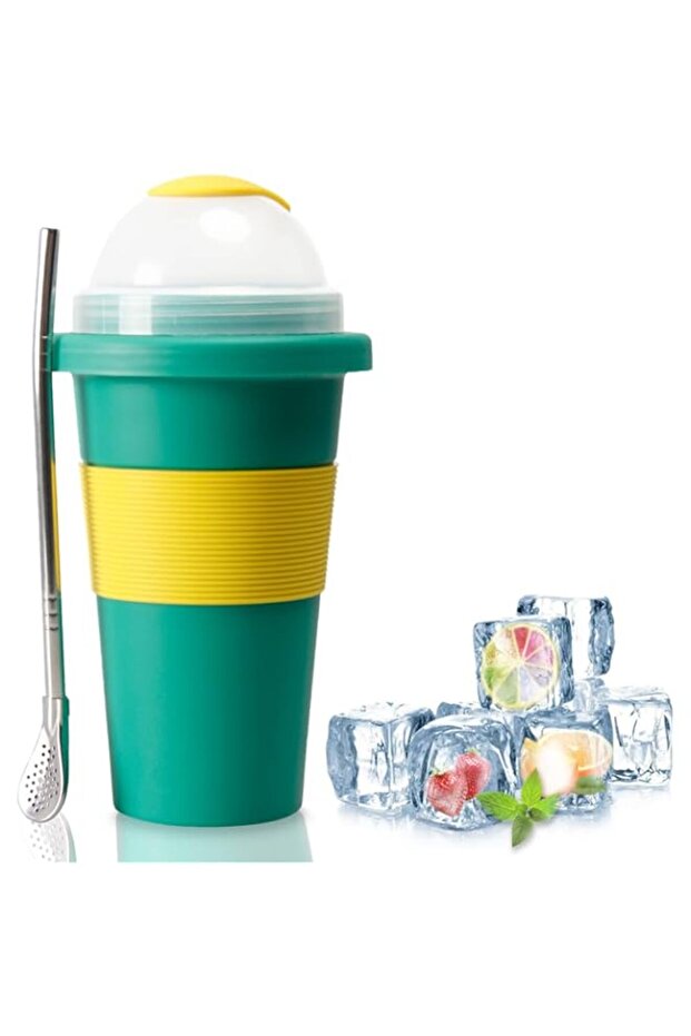 JoyMech Slushy Maker Cup, Compact Make and Serve Slush Cup with Stainless Steel Inner and Spoon Stra