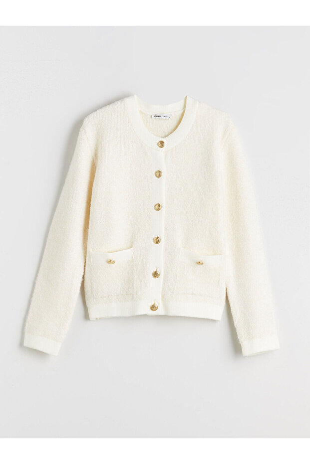 Bisiklet Yaka Kadın Triko Hırka - 5