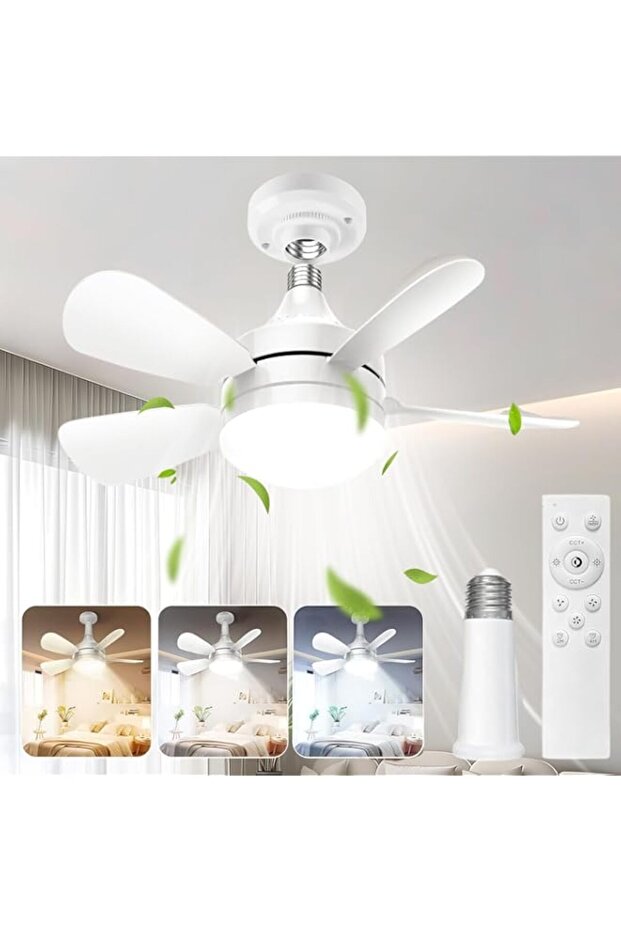 Exrp Socket Ceiling Fans with Lights and Remote - Socket Fan light with Dimmable Led Light Bulb, 3 C - 1