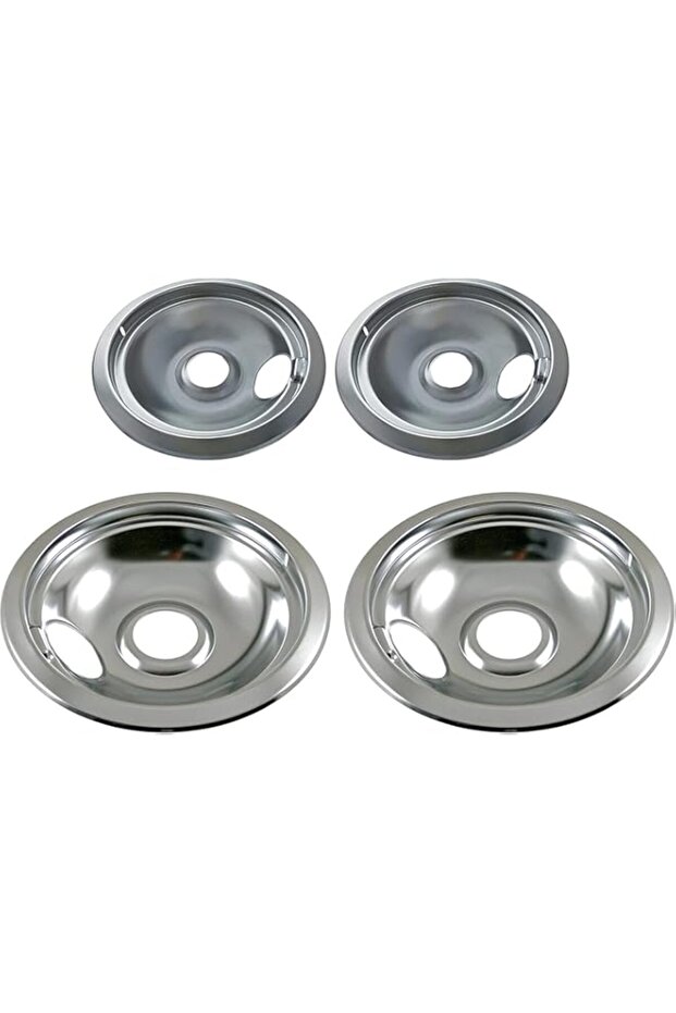 THE WHITE SHOP Chrome Drip Pan Set Replacement for Frigidaire Kenmore 316048413 and 316048414: 2 ea