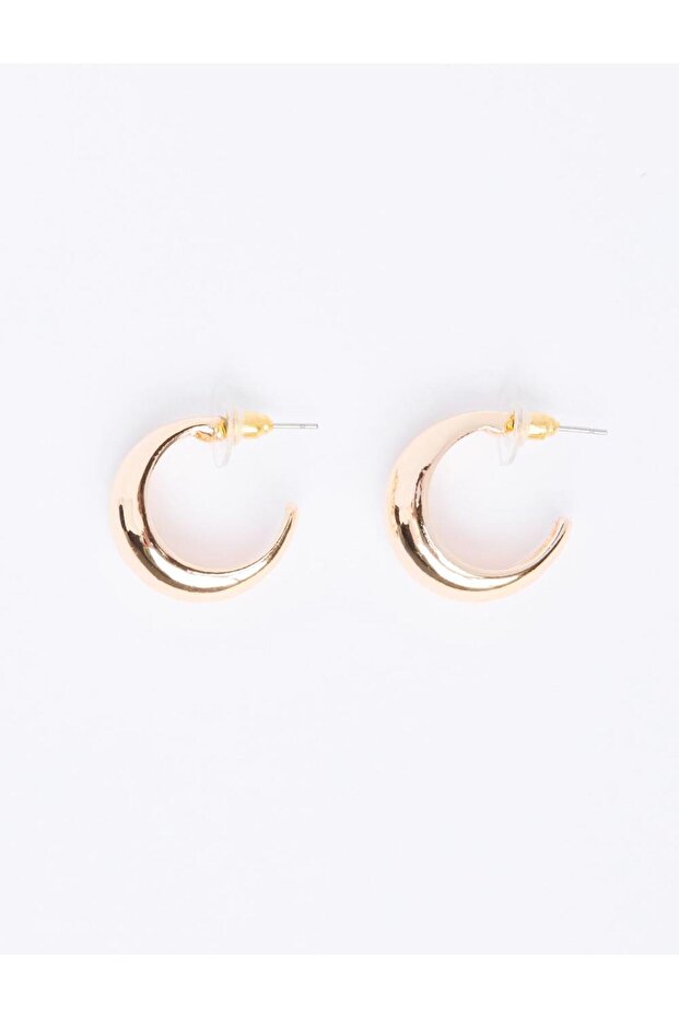 Altın Rengi Minimal Halka Küpe - 1