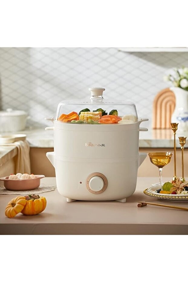 Bar Bear Multifunction Electric Food Steamer Cooker with Timer - 600W Double Layer 4L Breakfast Egg