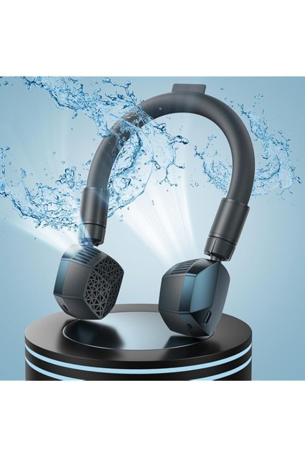 The Newest Neck Cooling Tube and Portable Fan 2 in 1, Reusable Ice Ring, Wearable Neck Cooler Person