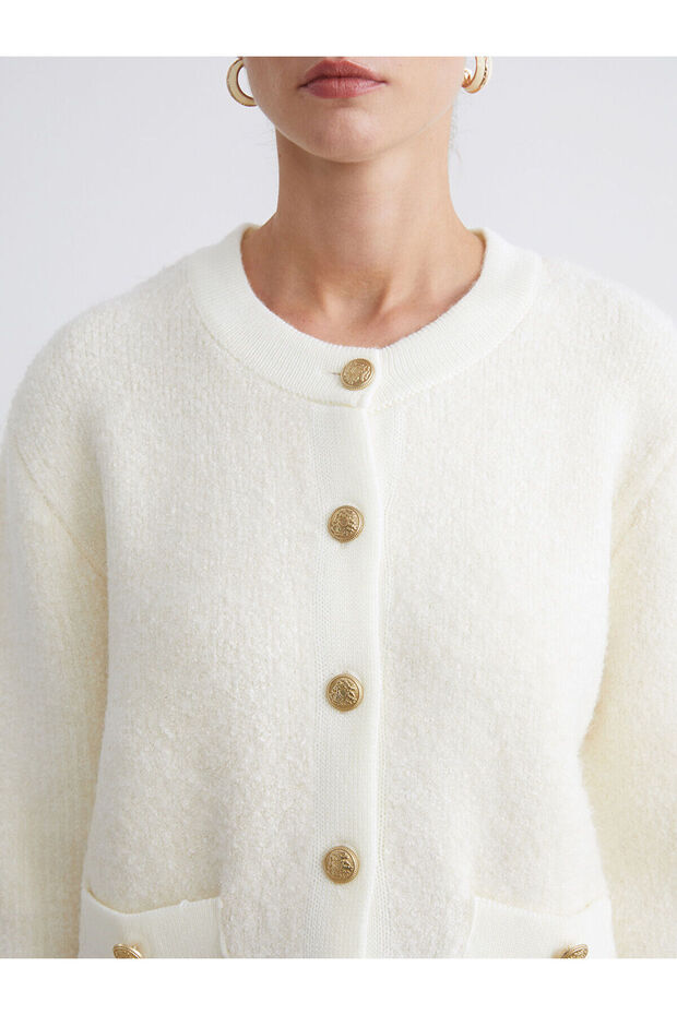 Bisiklet Yaka Kadın Triko Hırka - 3