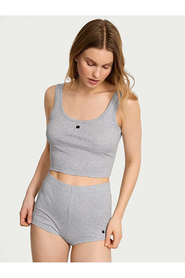 %100 Pamuklu Atlet & Şort Pijama Takımı - 1