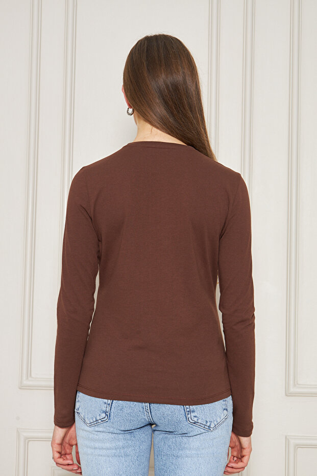 BİSİKLET YAKA UZUNKOL BASİC T-SHİRT - 8