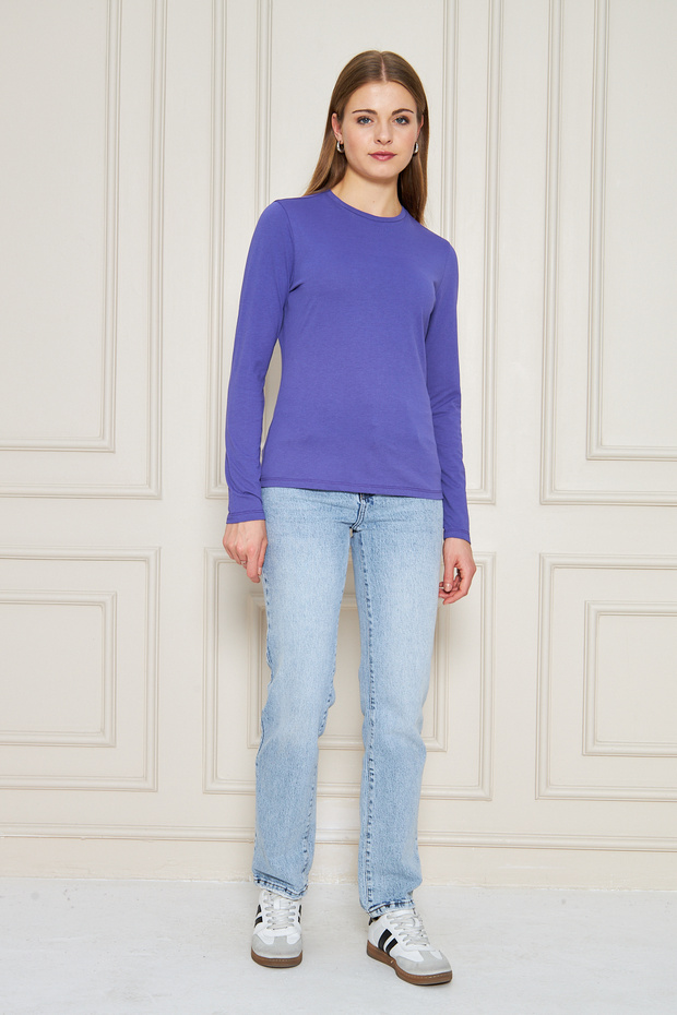 BİSİKLET YAKA UZUNKOL BASİC T-SHİRT - 7