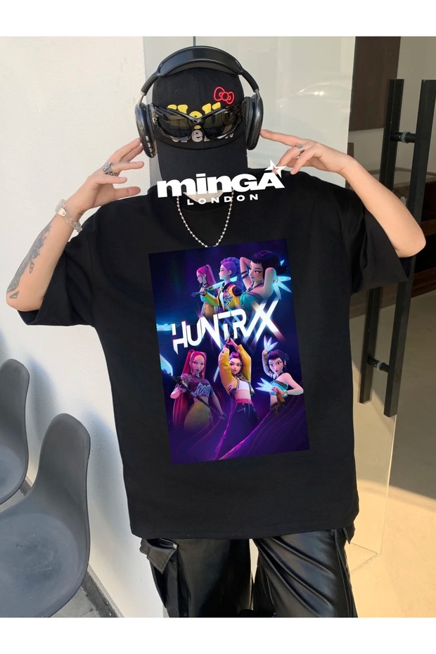 Black Huntrix Photo Printed T-Shirt -Mingalondon