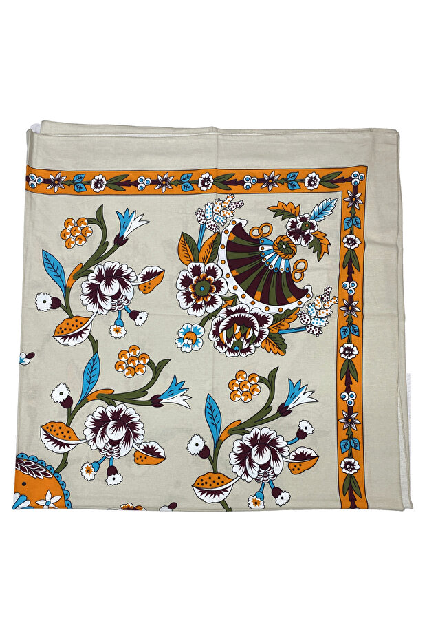 مفرش طاولة منقوش أصلي مقاس 170×170 سم - 100% قطن - 2