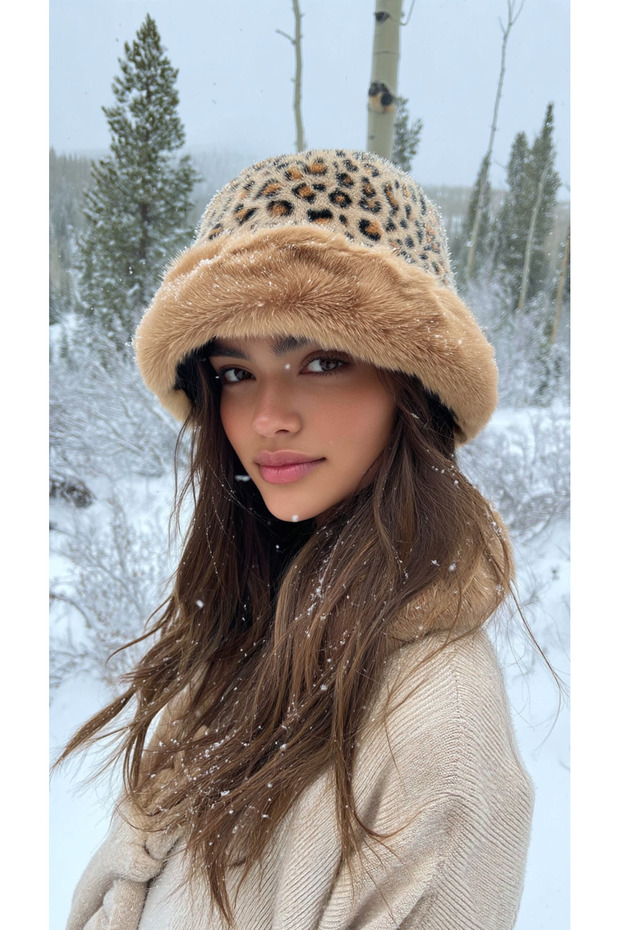 SOFT BUCKET LEOPAR DESENLİ KADIN ŞAPKA - 1