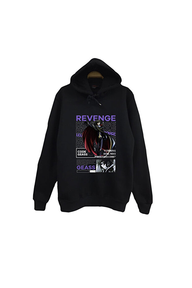 Lelouch Lamperouge - Anime - Character Printed Unisex 100% Cotton Hooded Black Sweatshirt