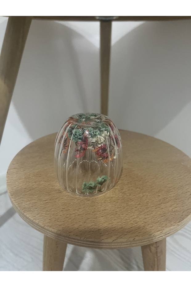 Çift cidarlı çiçekli cam bardak mini