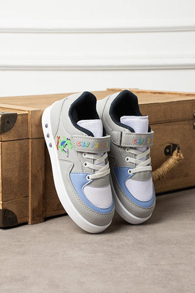 Çocuk Sneaker Kaliteli Esnek Konforlu Dinozorlu Cırt Cırtlı ve Bağcıklı Rahat ve Ergonomik - 2