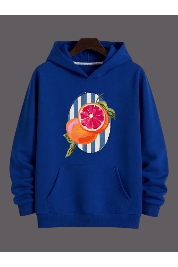 Unisex Men'S/Women's Grapefruit Colored Custom Printed Cotton Oversized Hooded Sweatshirt