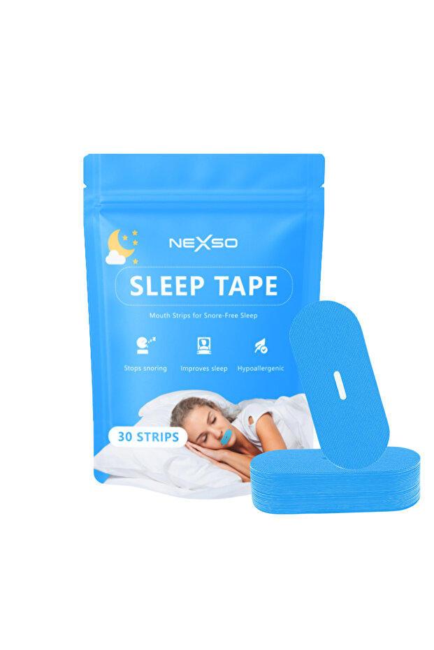 Mouth Tape for Sleeping – 30 Sleep Strips, Hypoallergenic Snore Reducing & Anti-Snoring Aid, Blue