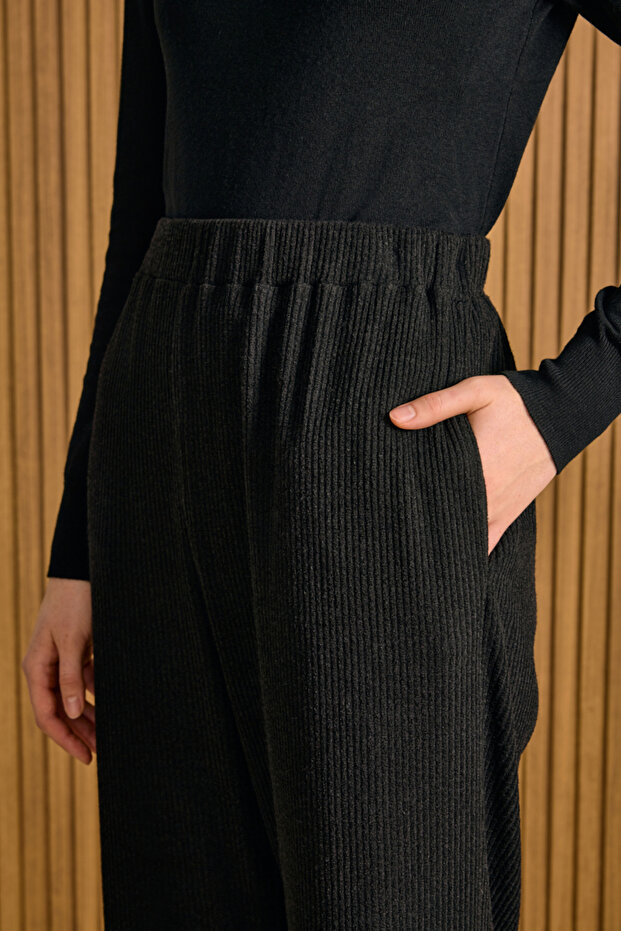 Beli Lastikli Örme Pantolon - 3