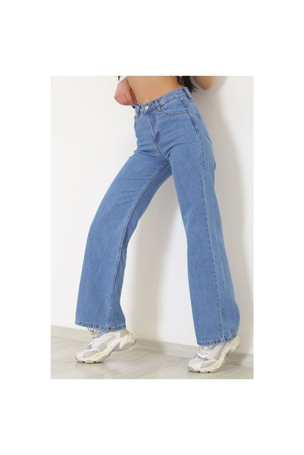 Wide Leg High Waist Snow Wash Women's Palazzo Pants Jeans Women's Pants
