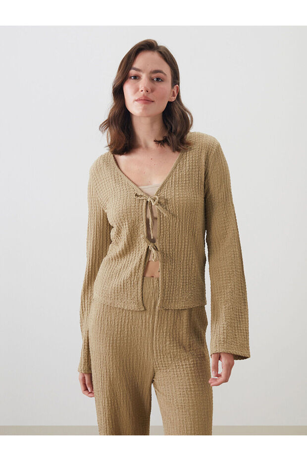 Nevavm V-Neck Textured Women's Cardigan with a Difference