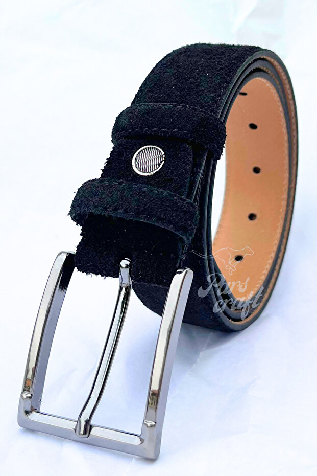 Genuine Suede Leather Men's Belt 3.5 cm Original Classic Fabric Trouser Belt