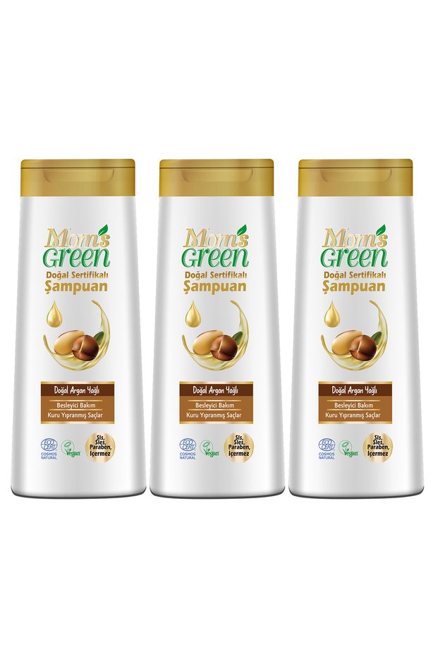Set of 3 Mom's Green Natural Certified Argan Oil Shampoo