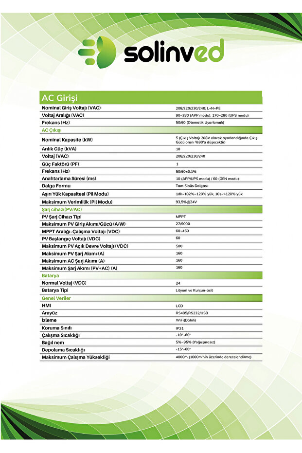 5.0 kW Gordion Serisi MPPT Off-Grid Invertör - 3