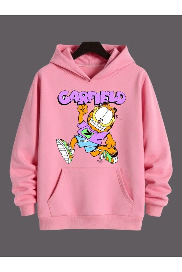 Unisex Garfield Colorful Custom Printed Cotton Oversize Hooded Sweatshirt