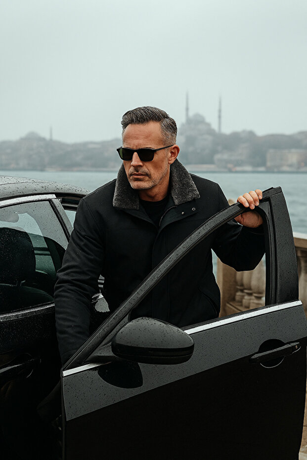 Kürk yaka klasik kaban - 3