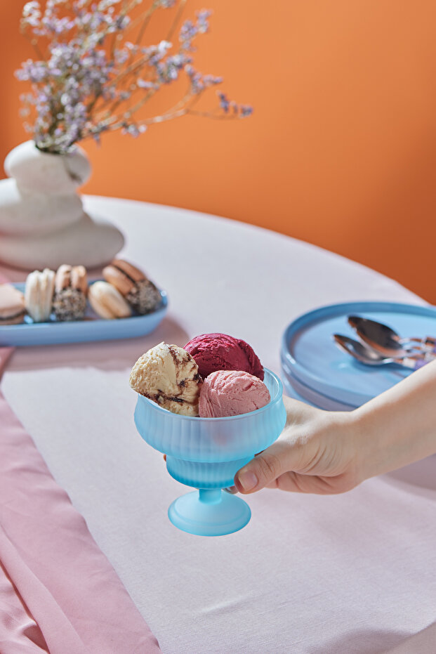 Abant Cam Dondurmalık ve Tatlı Bardağı Mavi - 1