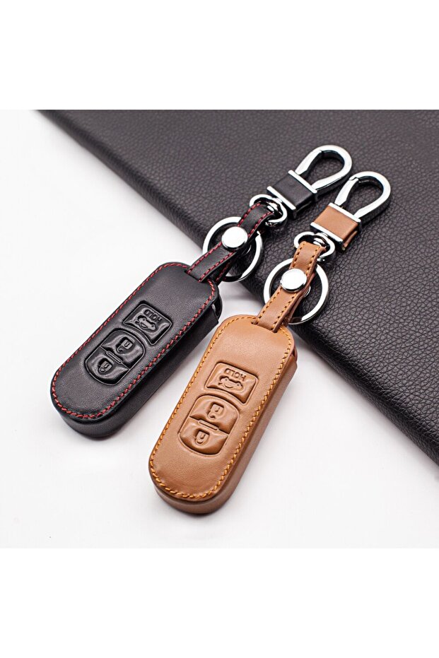 Brown leather case for Mazda key - 5