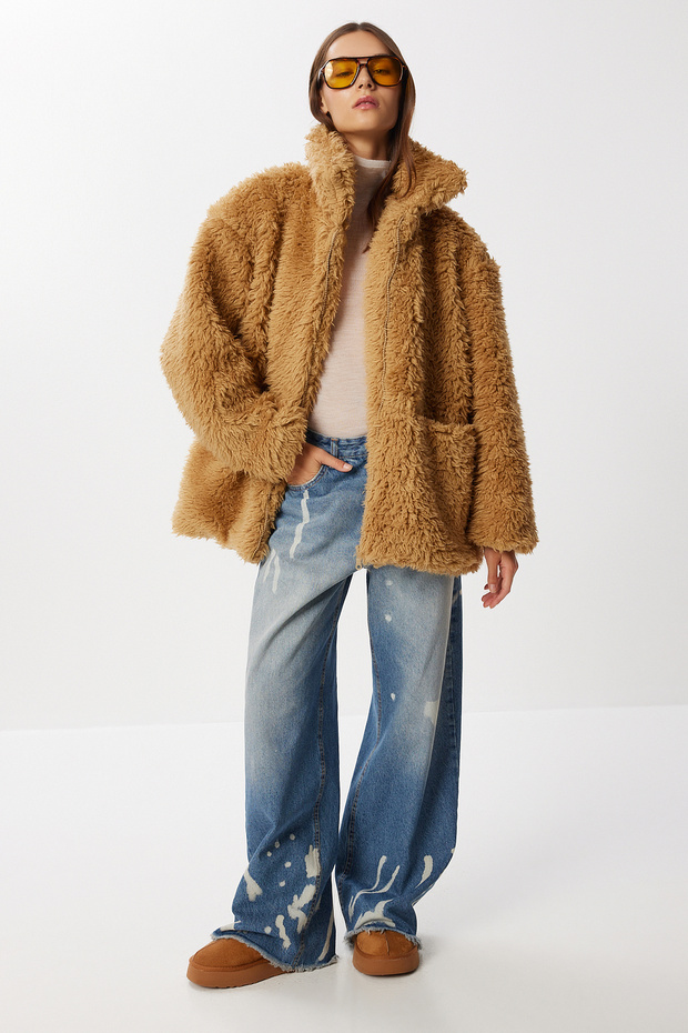 Oversize Faux Fur Coat Lci0037 Camel