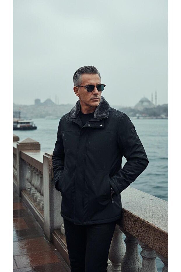 Kürk yaka klasik kaban - 1