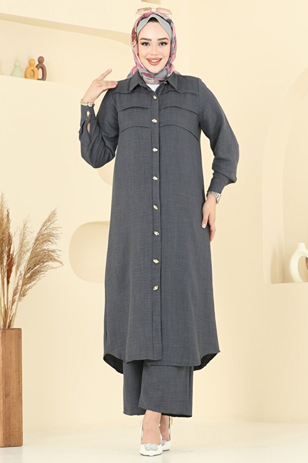 Nervür Detaylı Sofia Takım 3158HBS856-MS Antrasit - 3