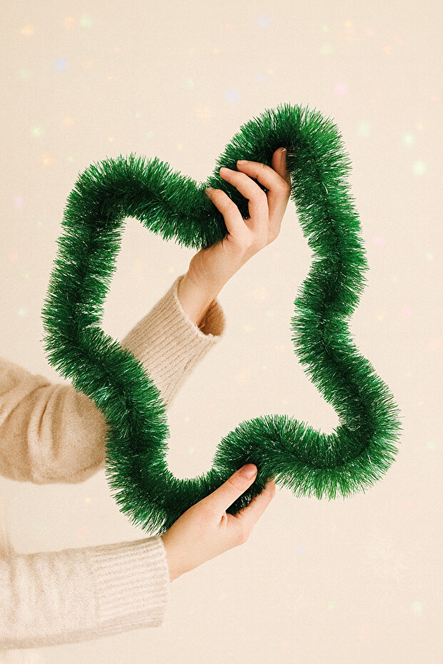 Thick Green Glitter Garland – Christmas Tree and Party Celebration Neck Decoration 175 cm - 1 Piece