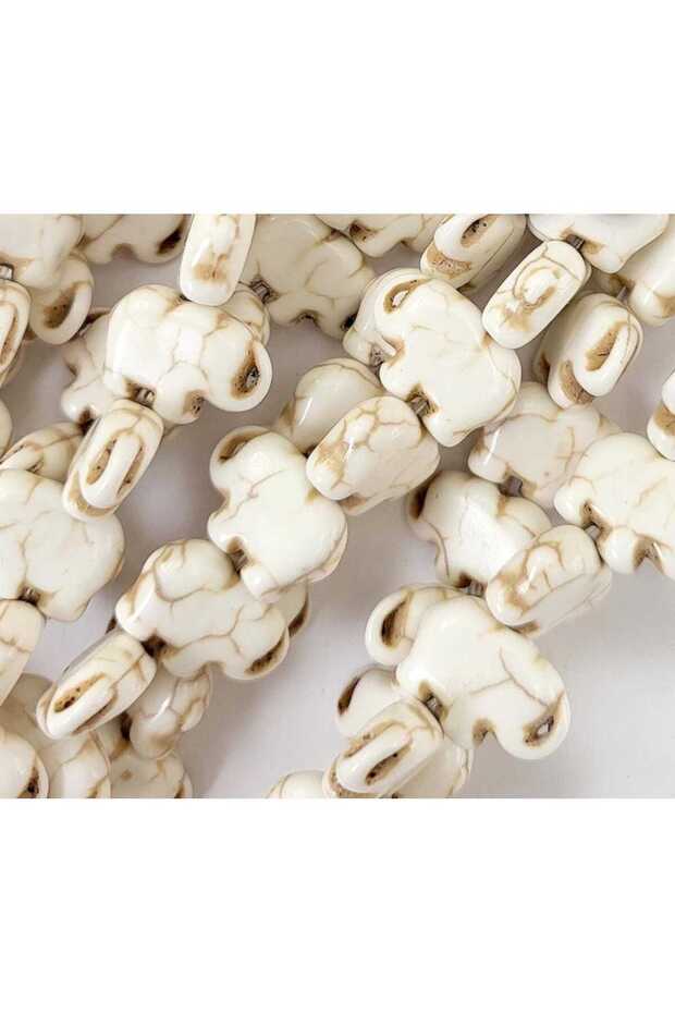 1 String (39-40 Pieces) Cream Color Crimping Natural Stone Elephant Beads Jewelry Crafts Handicraft Materials