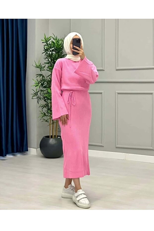 İspanyol Kol Triko Elbise - 1