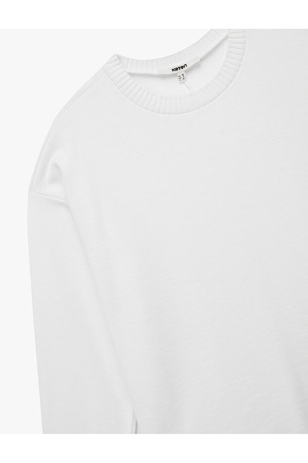 Uzun Kollu Bisiklet Yaka Basic Sweatshirt - 3