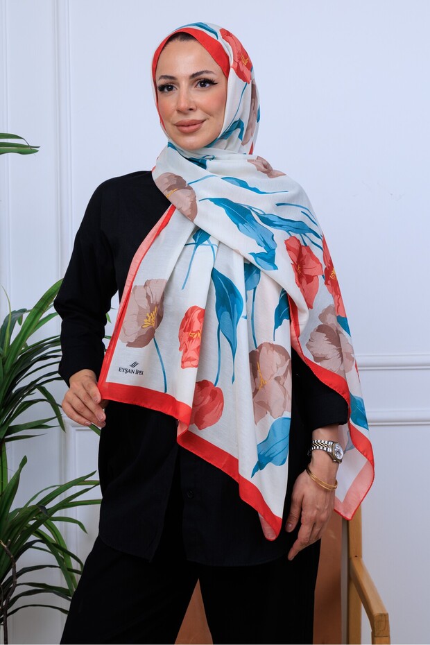 BOTANİK ÇİÇEKLER DESENLİ DİJİTAL SOFT ŞAL - 1