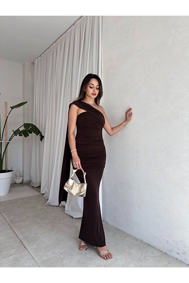 HARMONY Maxi Elbise 8473 - Acı Kahve - 2