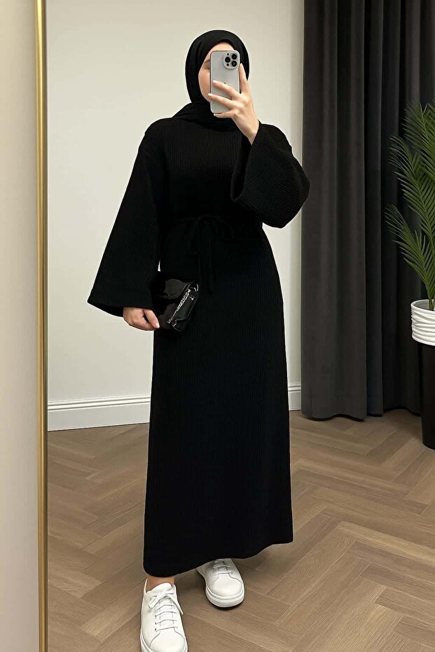 İspanyol Kol Triko Elbise - 1