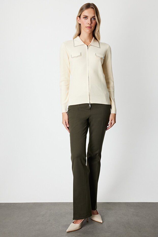 Taş İşlemeli Triko Hırka - 4