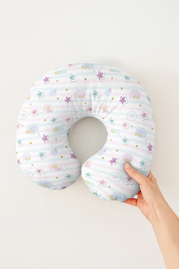 Pastel Starry Cotton Neck Pillow-Cute Cloud Pattern Colorful Kids & Adult Travel Pillow