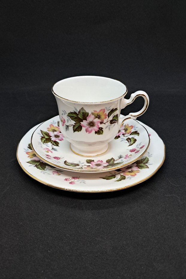 Elit Series Pink Floral Vintage Porcelain Coffee Cup 3 Piece Set 150 ml