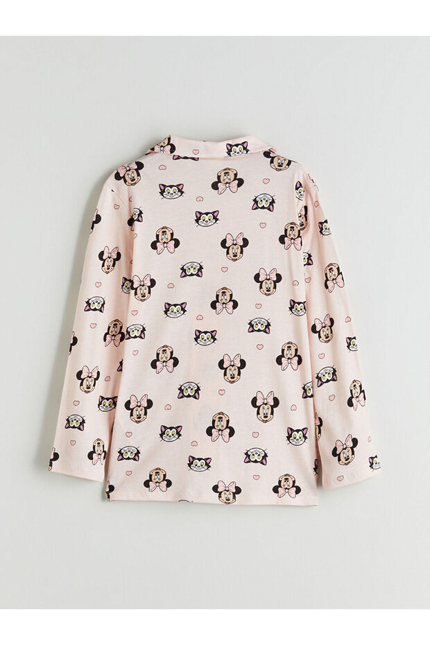 LCW KidsPembe Gömlek Yaka Minnie Mouse Baskılı Kız Çocuk Pijama Takımı - 4